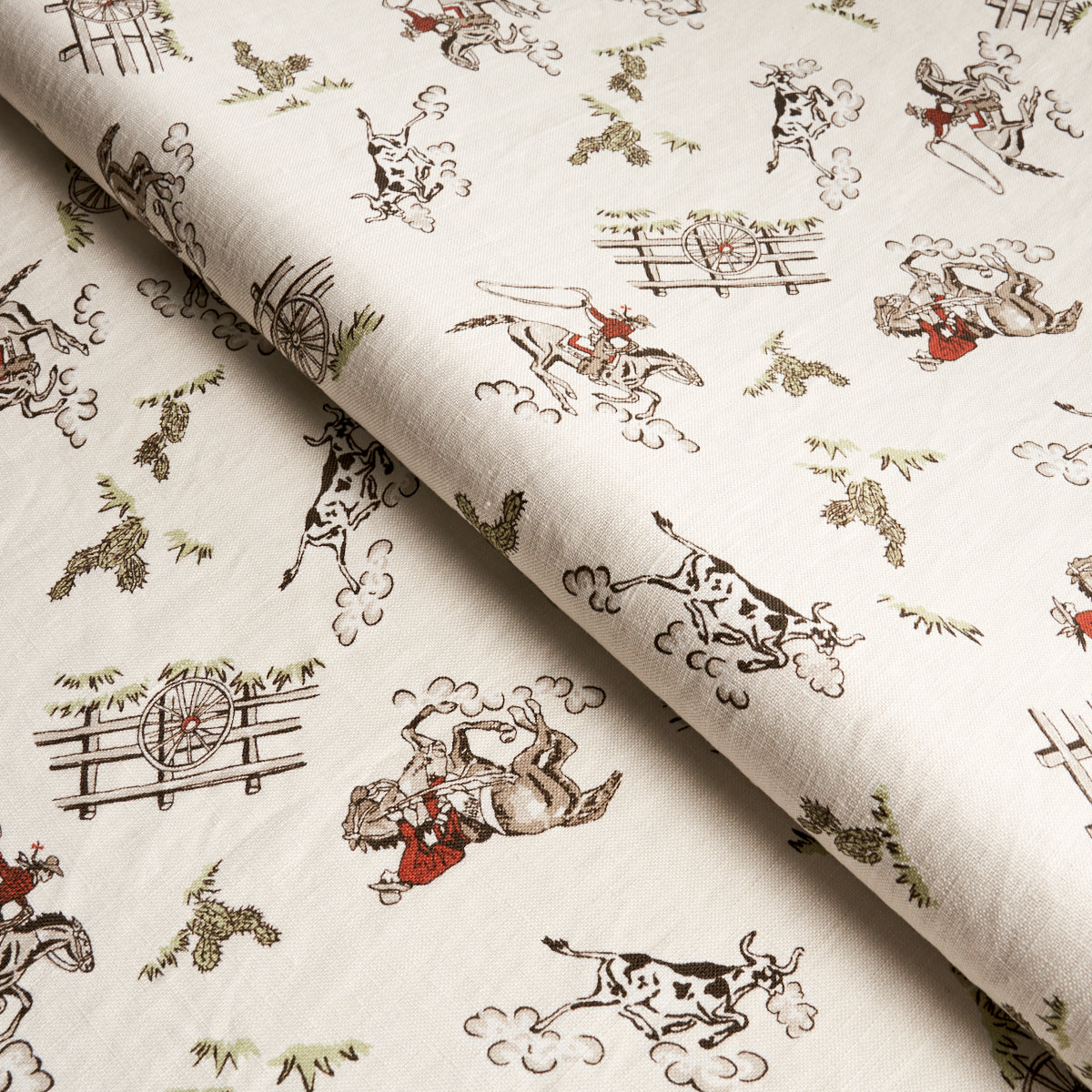 Schumacher Wild West Performance Linen Cream Fabric - Eade's Wallpaper