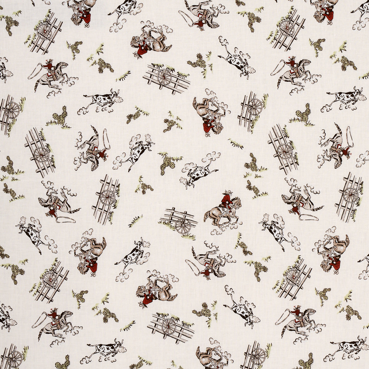 Schumacher Wild West Performance Linen Cream Fabric - Eade's Wallpaper