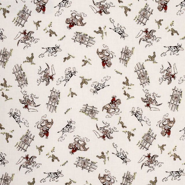 Schumacher Wild West Performance Linen Cream Fabric - Eade's Wallpaper