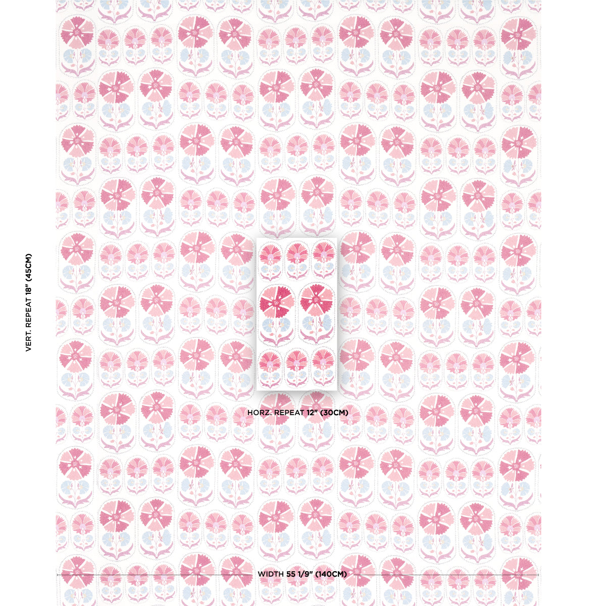 Schumacher Anjuna Floral Linen Print Mulberry Fabric