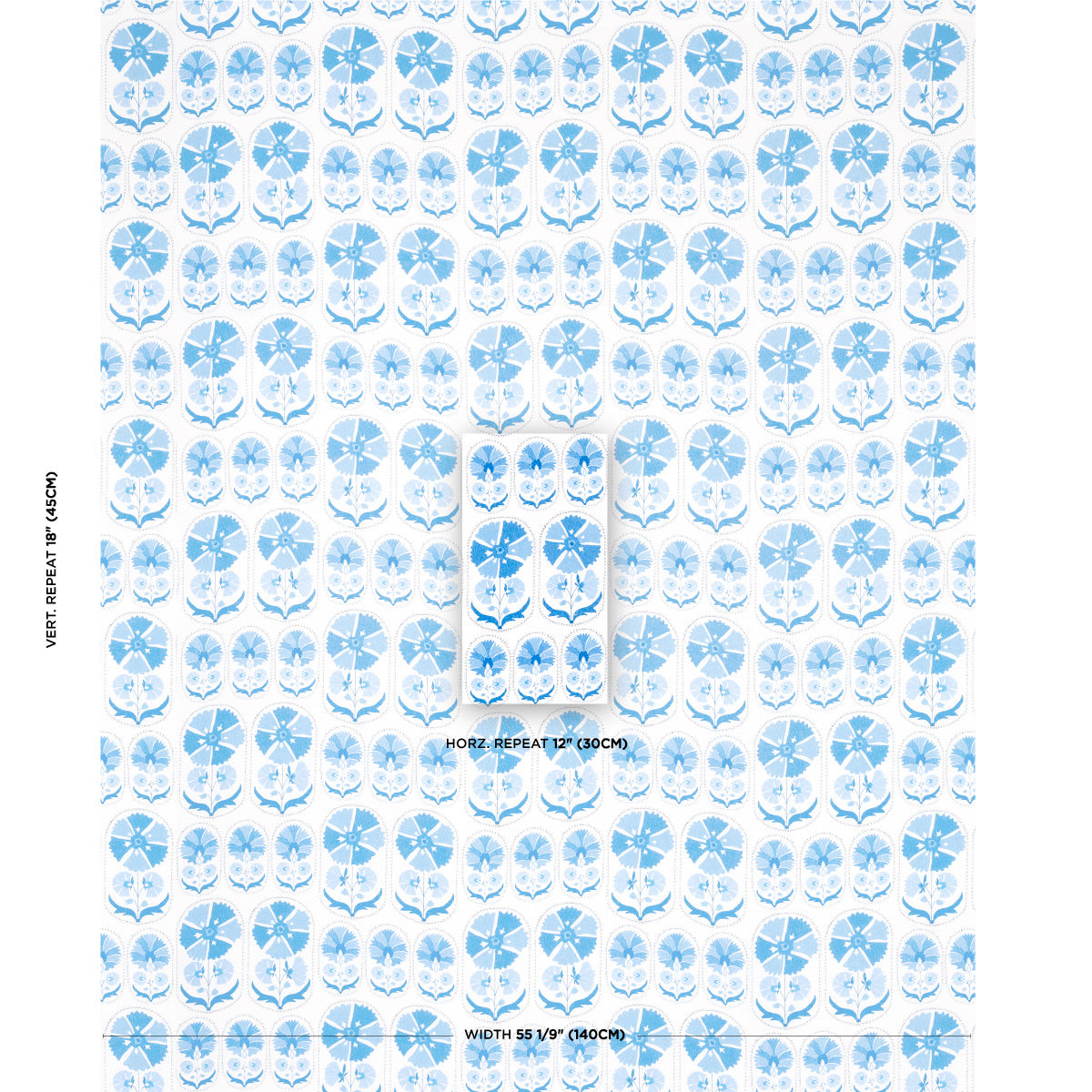 Schumacher Anjuna Floral Linen Print Porcelain Fabric