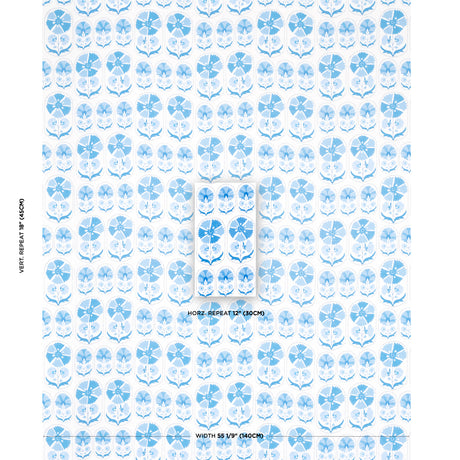 Schumacher Anjuna Floral Linen Print Porcelain Fabric