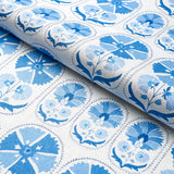 Schumacher Anjuna Floral Linen Print Porcelain Fabric