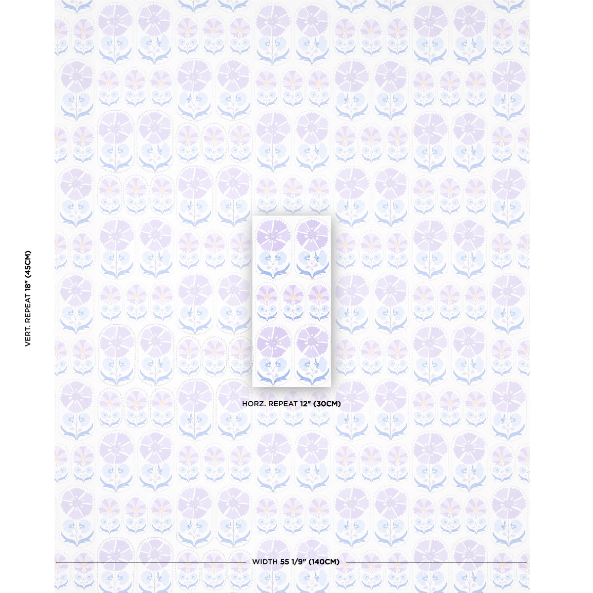 Schumacher Anjuna Floral Linen Print Lilac Fabric