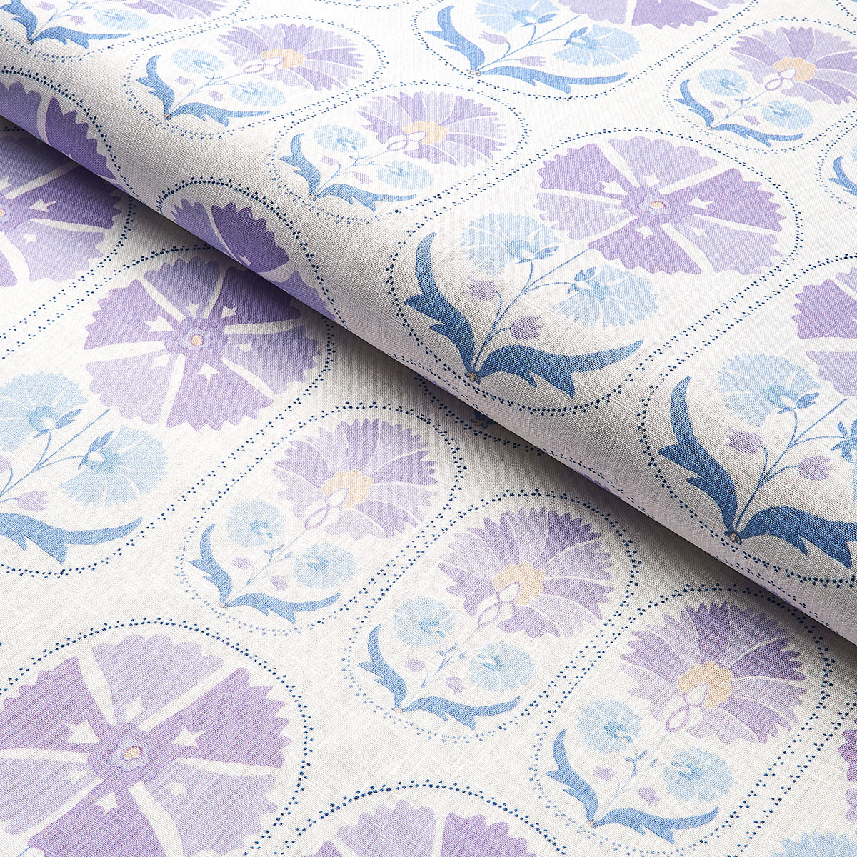 Schumacher Anjuna Floral Linen Print Lilac Fabric