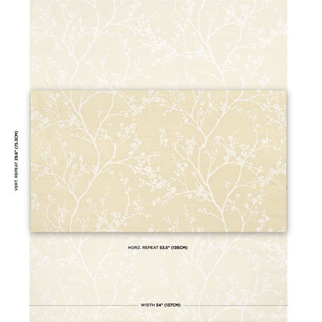 Schumacher Twiggy Silk Champagne Fabric - Eade's Wallpaper