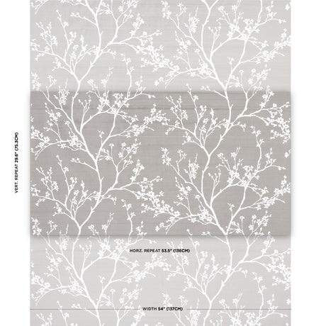 Schumacher Twiggy Silk Pewter Fabric - Eade's Wallpaper