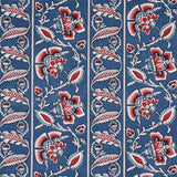 Schumacher Marielle Vine Denim & Red Fabric - Eade's Wallpaper