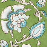 Schumacher Marielle Vine Green & Peacock Fabric - Eade's Wallpaper