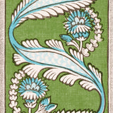 Schumacher Marielle Vine Green & Peacock Fabric - Eade's Wallpaper