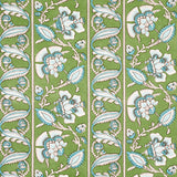 Schumacher Marielle Vine Green & Peacock Fabric - Eade's Wallpaper