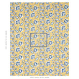 Schumacher Marielle Vine Yellow & Delft Fabric - Eade's Wallpaper
