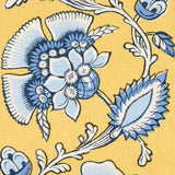 Schumacher Marielle Vine Yellow & Delft Fabric - Eade's Wallpaper
