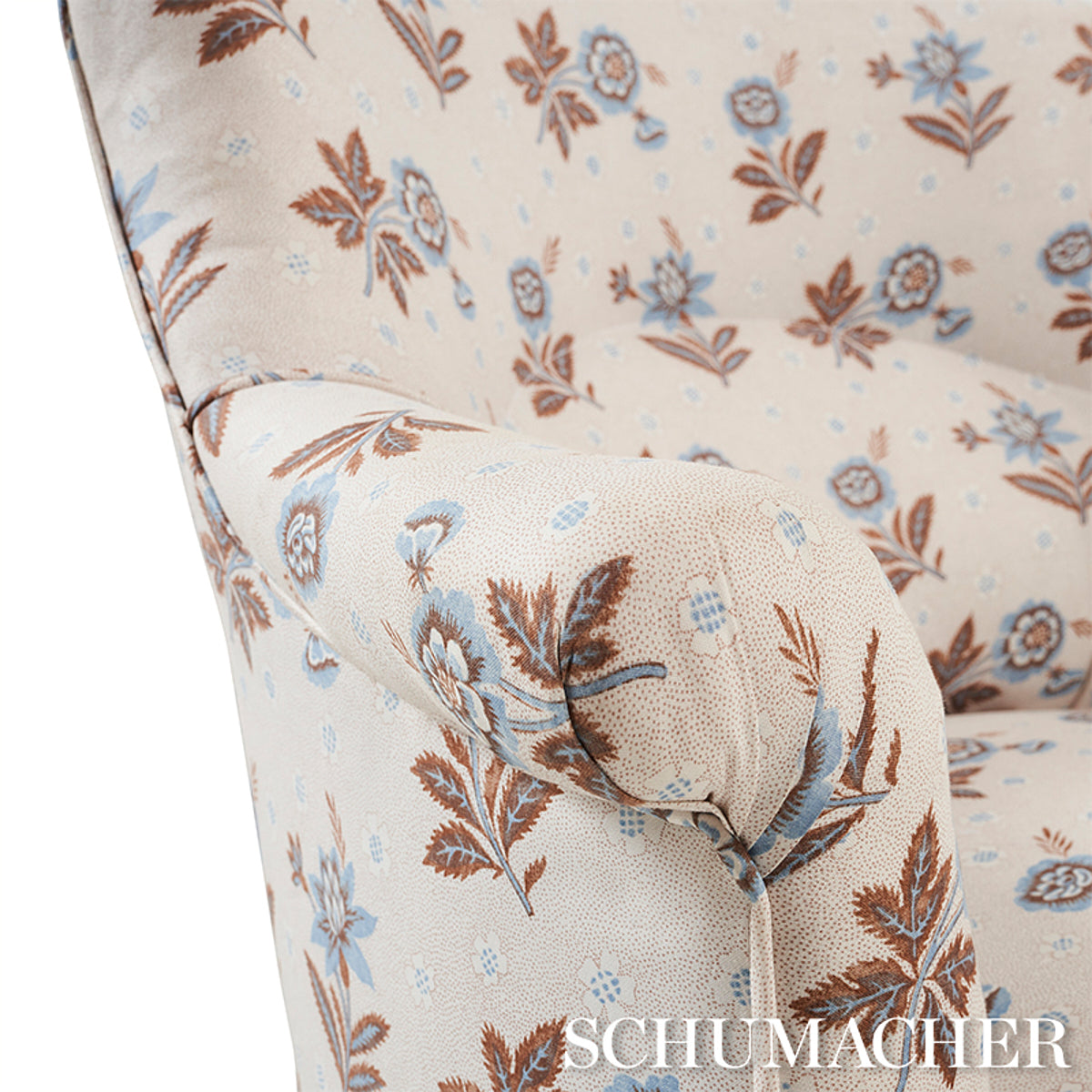Schumacher Colline Delft & Sepia Fabric