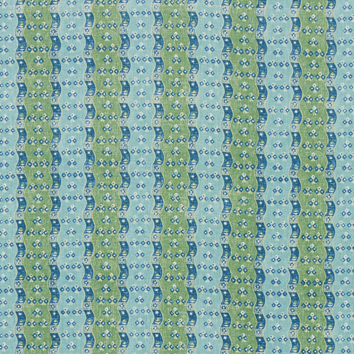 Schumacher Ottilie Stripe Green Fabric - Eade's Wallpaper