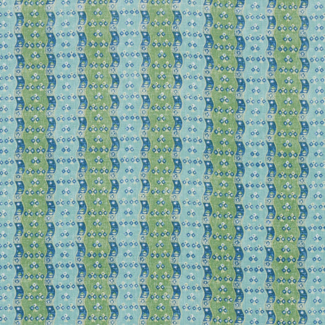 Schumacher Ottilie Stripe Green Fabric - Eade's Wallpaper