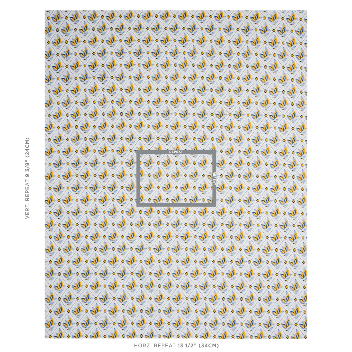 Schumacher Basile Trellis Yellow & Blue Fabric