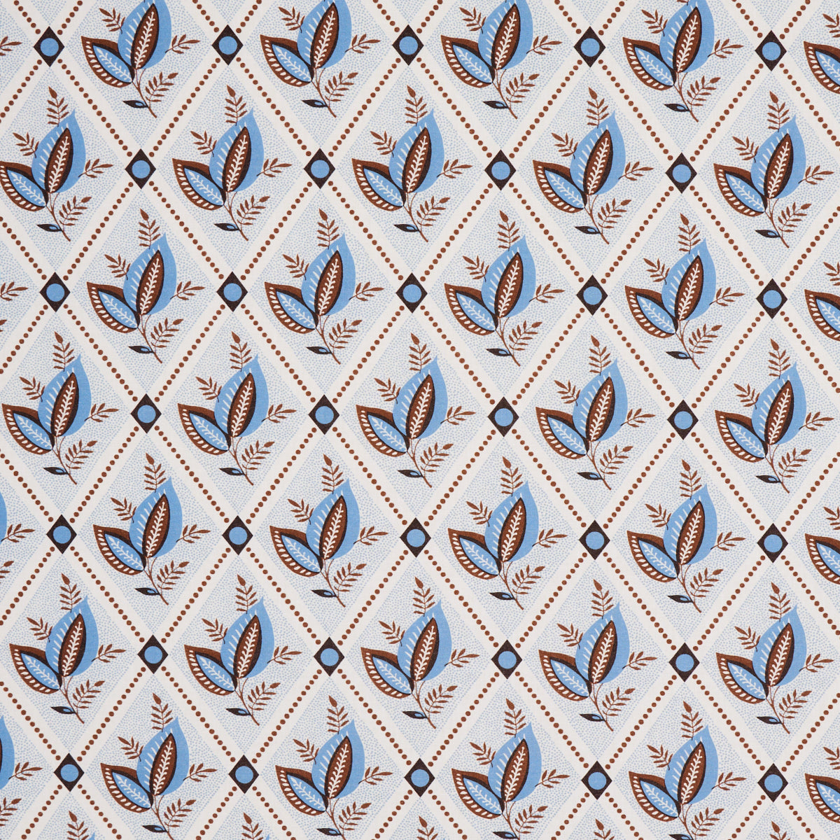 Schumacher Basile Trellis Delft & Sepia Fabric