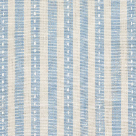 Schumacher Mathis Ticking Stripe Sky Fabric - Eade's Wallpaper