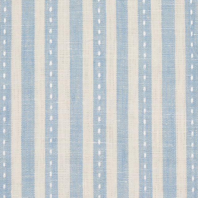 Schumacher Mathis Ticking Stripe Sky Fabric - Eade's Wallpaper