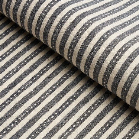 Schumacher Mathis Ticking Stripe Carbon Fabric - Eade's Wallpaper
