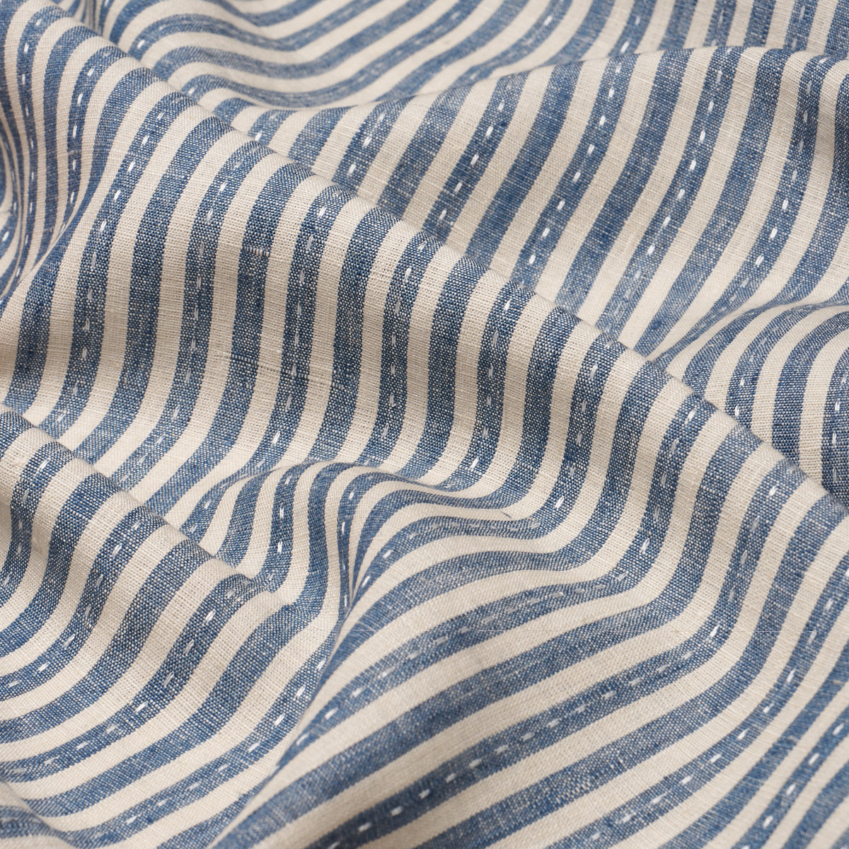 Schumacher 180593 MATHIS TICKING STRIPE in INDIGO Fabric - A