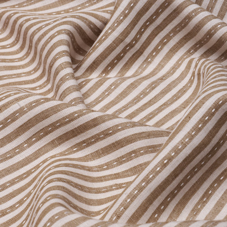 Schumacher 180594 MATHIS TICKING STRIPE in FLAX Fabric - A C