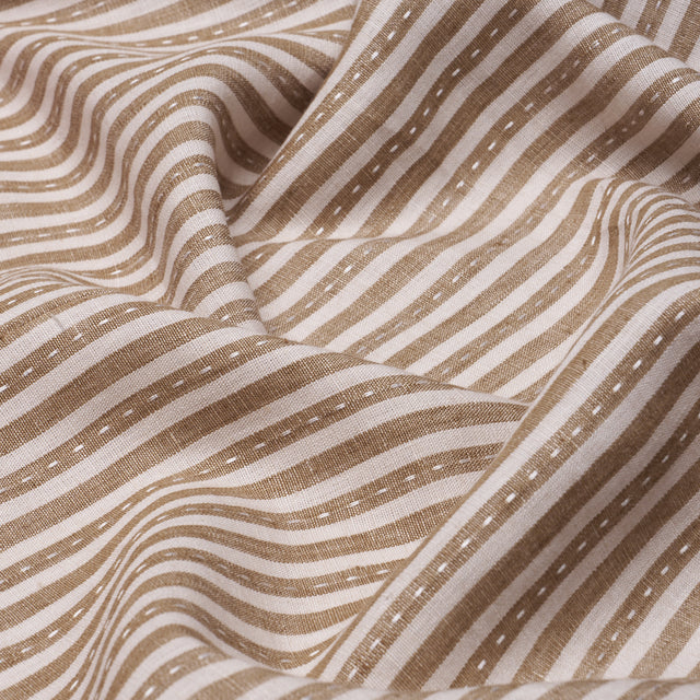Schumacher 180594 MATHIS TICKING STRIPE in FLAX Fabric - A C