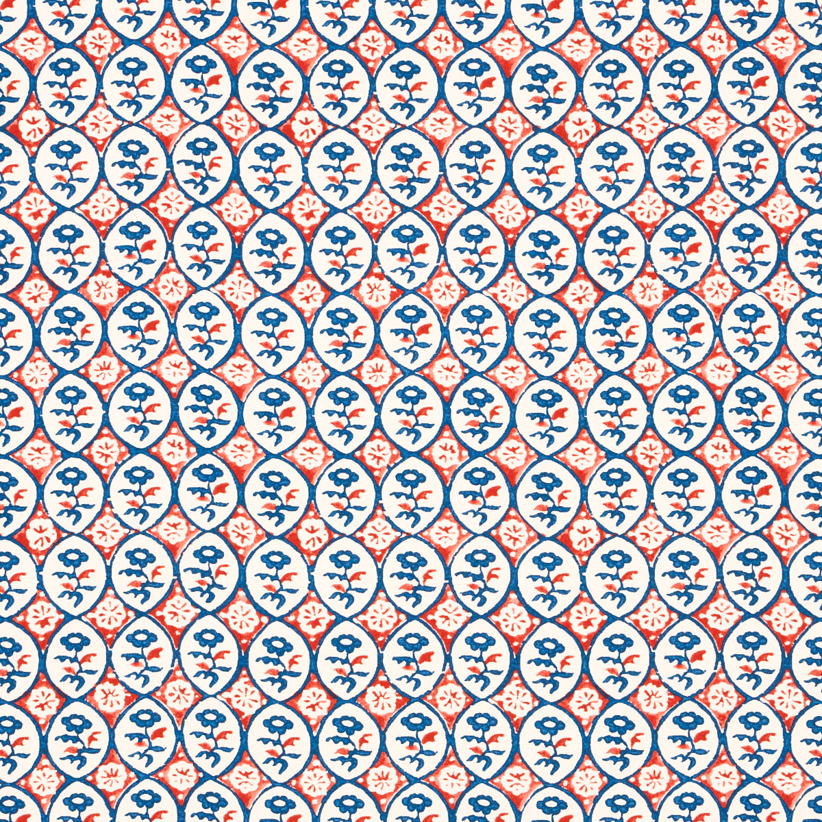 Schumacher Josiane Floral Rouge & Navy Fabric