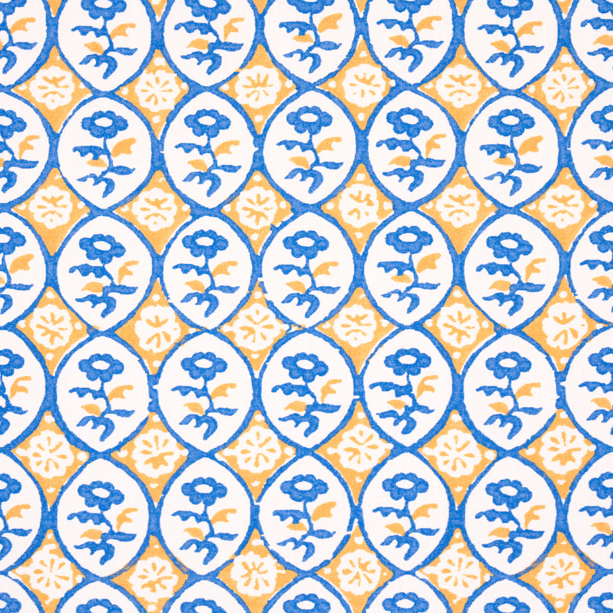Schumacher Josiane Floral Yellow & Blue Fabric