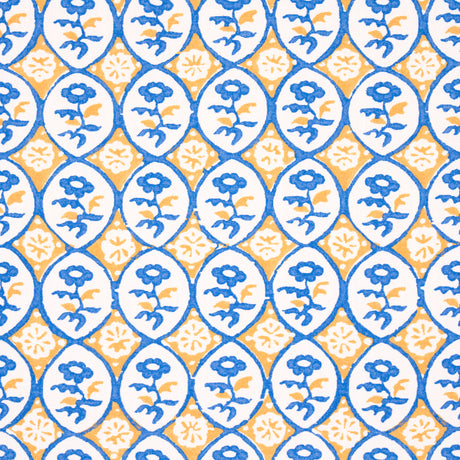 Schumacher Josiane Floral Yellow & Blue Fabric