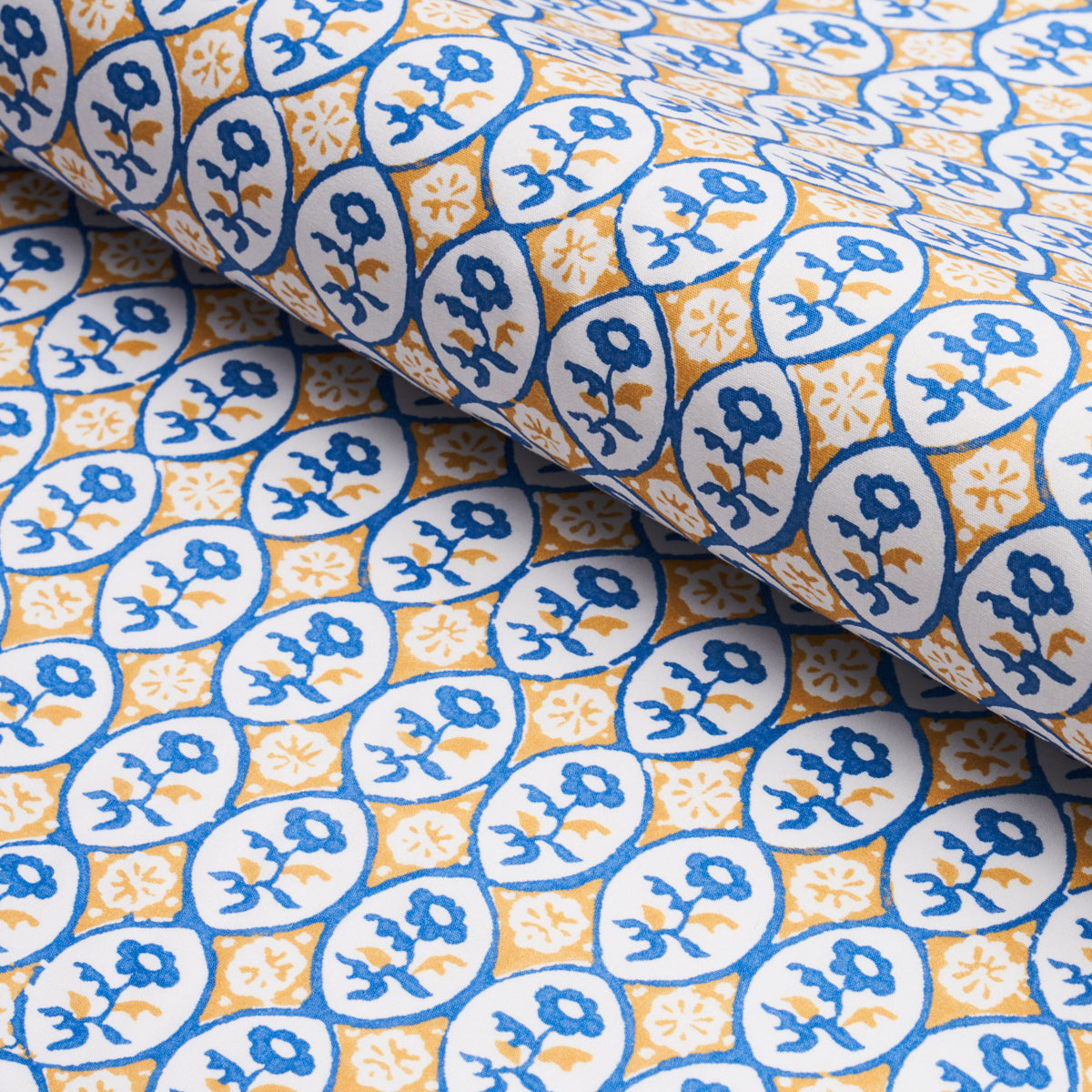 Schumacher Josiane Floral Yellow & Blue Fabric