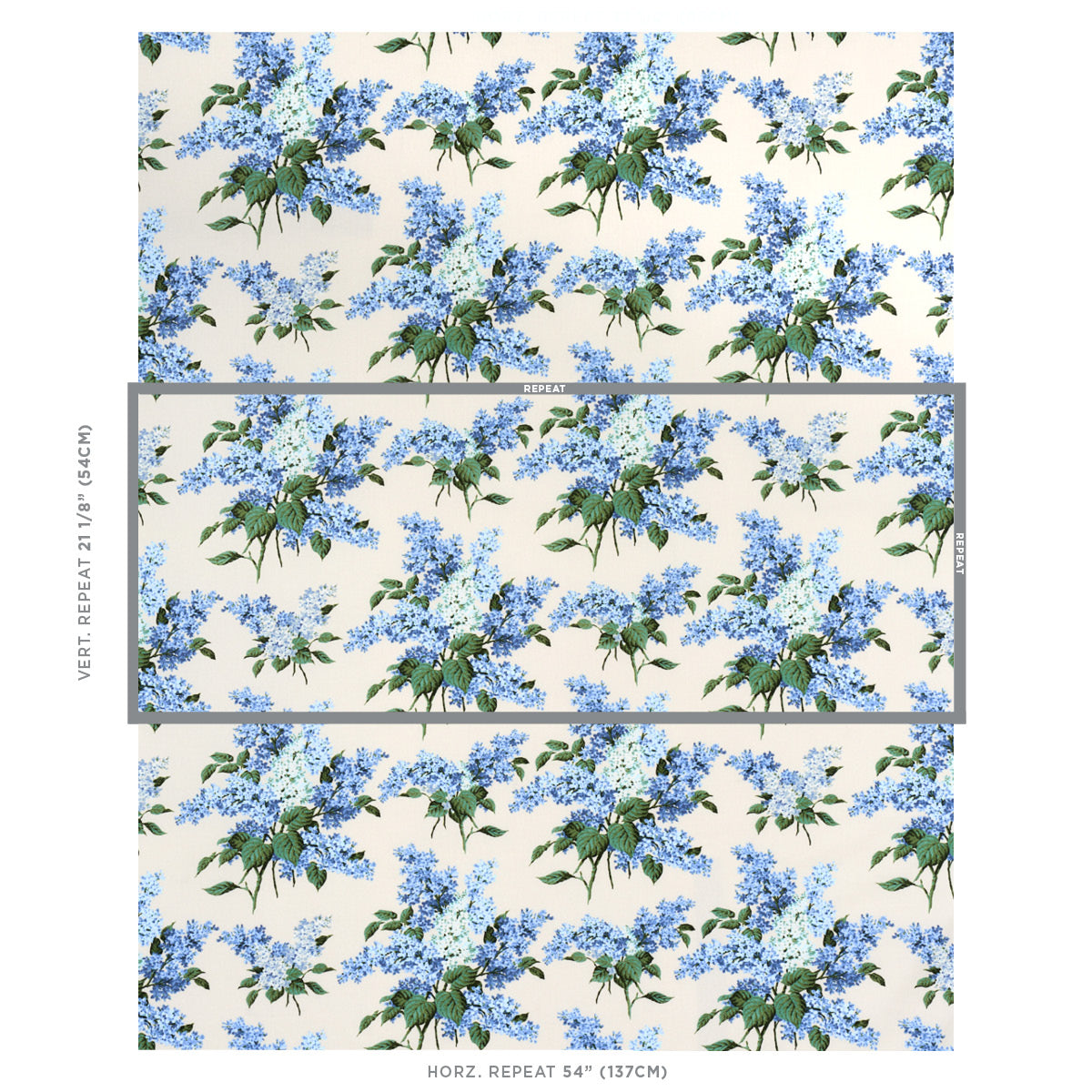Schumacher Proust'S Lilacs Blue Fabric - Eade's Wallpaper
