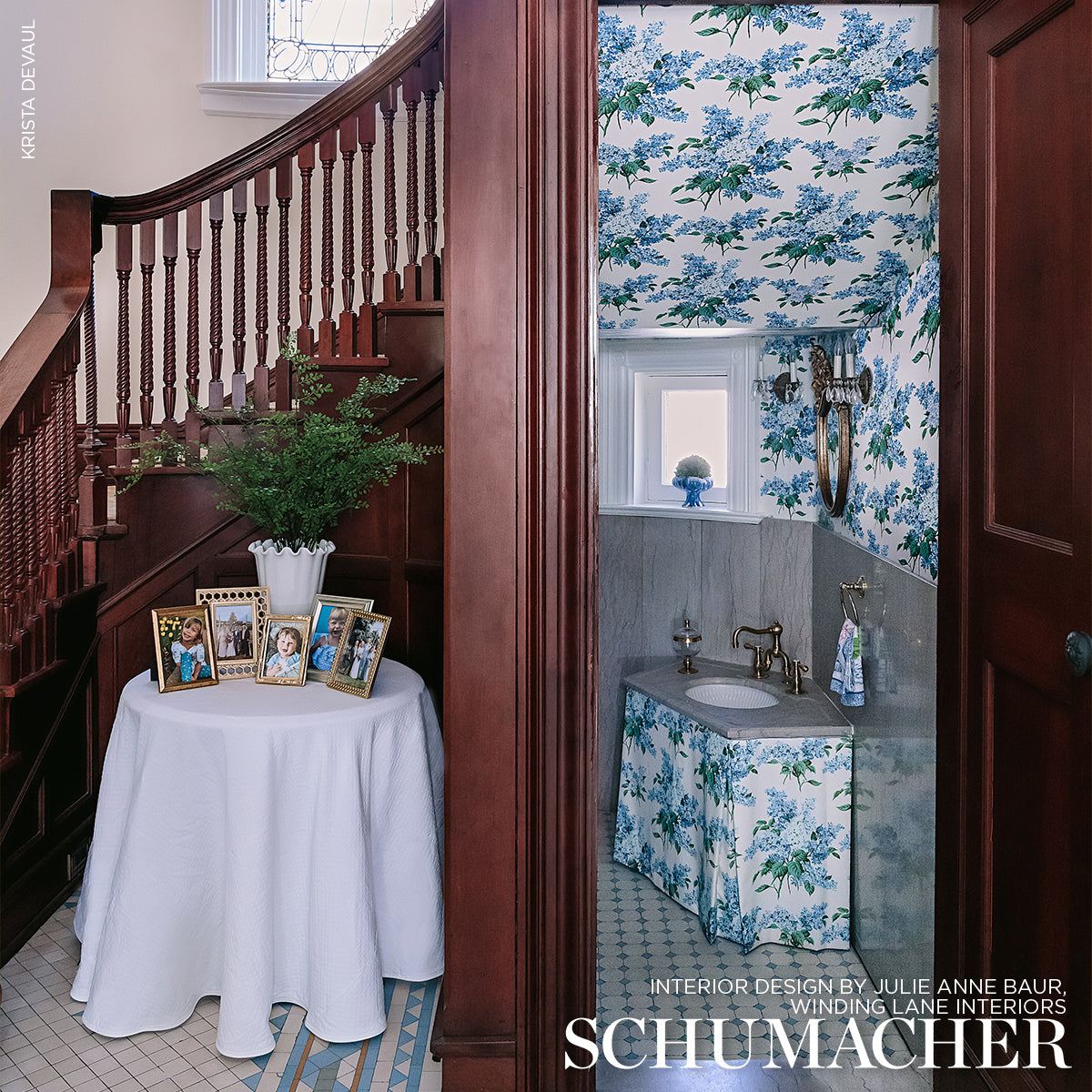 Schumacher Proust'S Lilacs Blue Fabric - Eade's Wallpaper