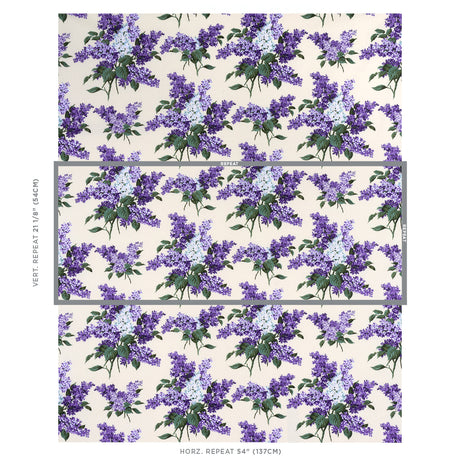 Schumacher Proust'S Lilacs Purple Fabric - Eade's Wallpaper