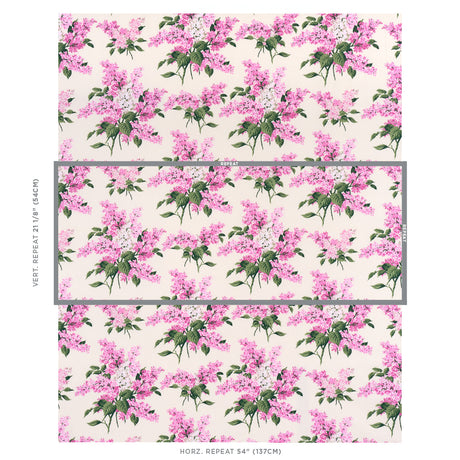 Schumacher Proust'S Lilacs Pink Fabric - Eade's Wallpaper