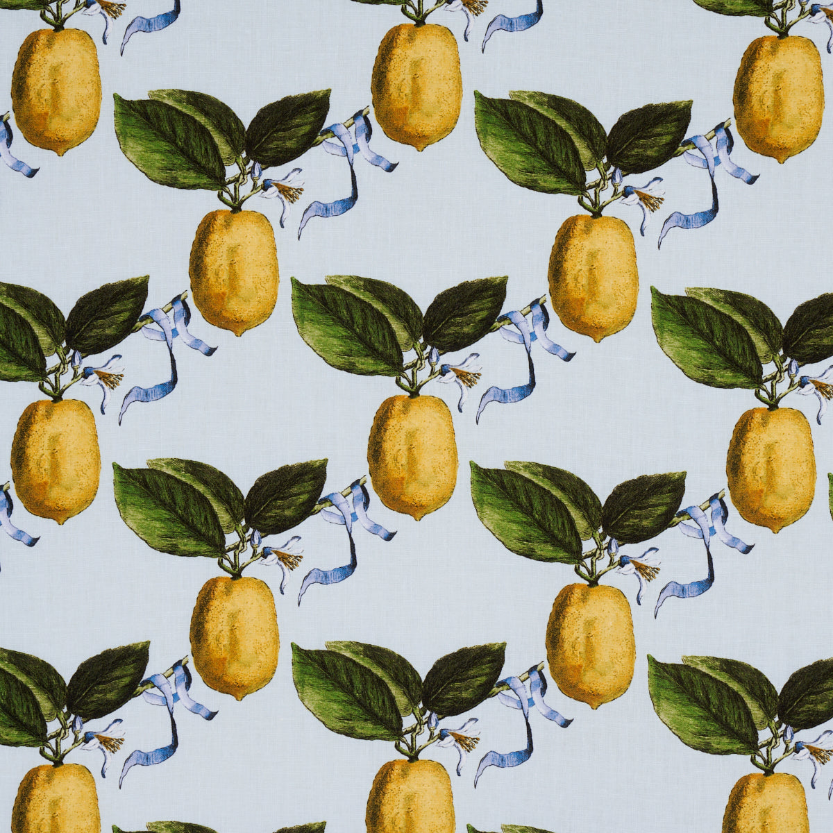 Schumacher Le Citron Sky Fabric - Eade's Wallpaper