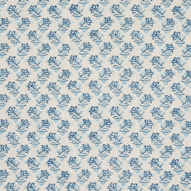Schumacher Oleander Indoor/Outdoor Indigo Fabric - Eade's Wallpaper