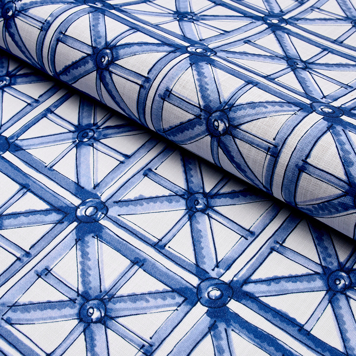 Schumacher Portail Francais Indoor/Outdoor Navy Fabric - Eade's Wallpaper