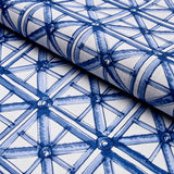 Schumacher Portail Francais Indoor/Outdoor Navy Fabric - Eade's Wallpaper