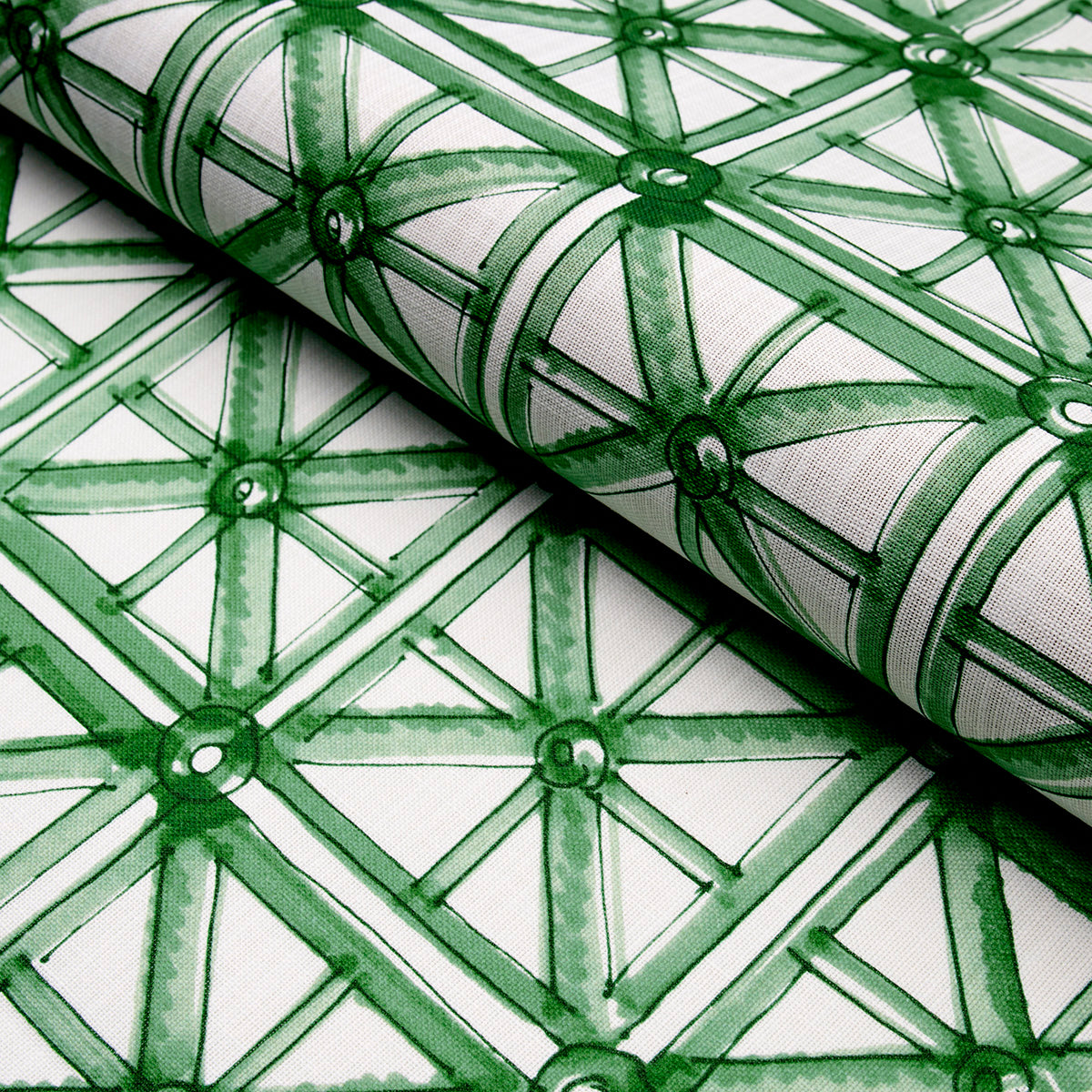 Schumacher Portail Francais Indoor/Outdoor Emerald Fabric - Eade's Wallpaper