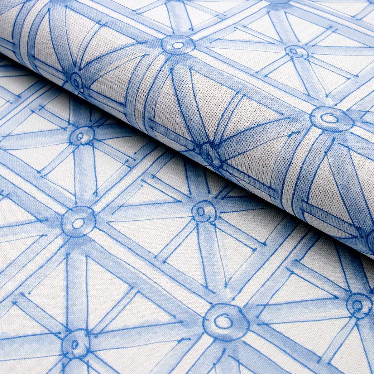 Schumacher Portail Francais Indoor/Outdoor Sky Fabric - Eade's Wallpaper