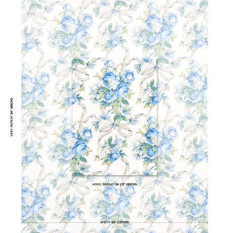 Schumacher Queenies Floral Chintz Porcelain Fabric - Eade's Wallpaper