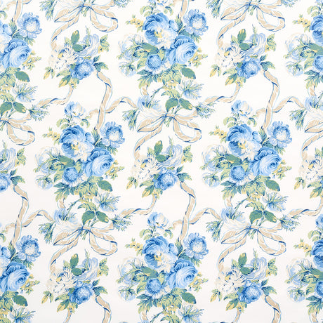 Schumacher Queenies Floral Chintz Porcelain Fabric - Eade's Wallpaper