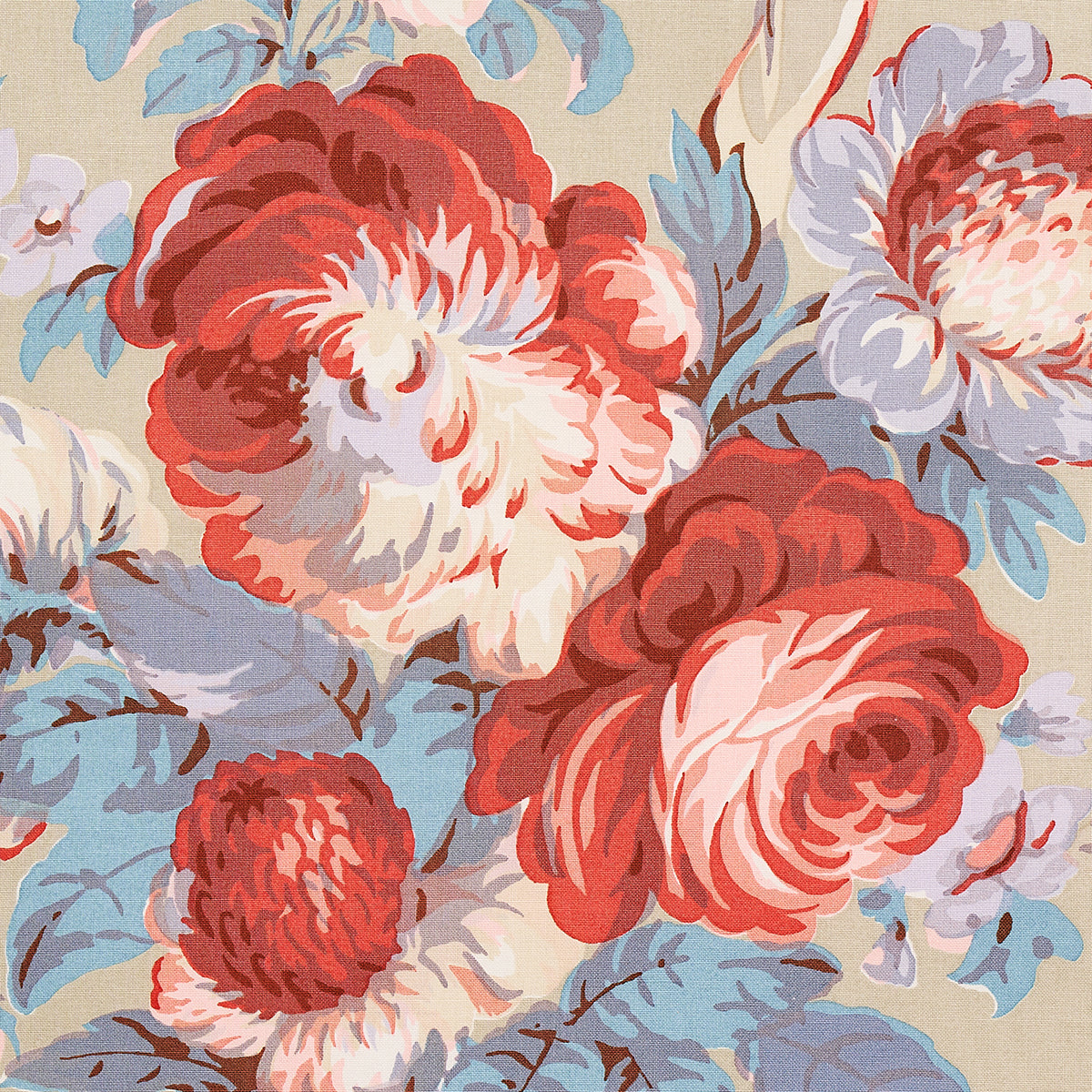 Schumacher Queenies Floral Chintz Chelsea Garden Fabric - Eade's Wallpaper