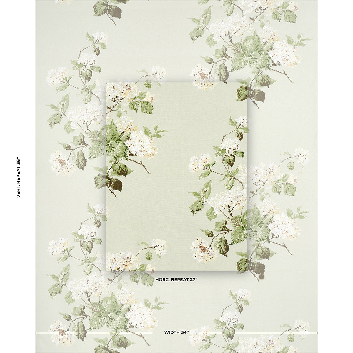 Schumacher Summer Hydrangea Celadon Fabric - Eade's Wallpaper