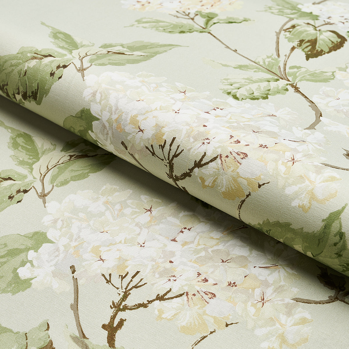 Schumacher Summer Hydrangea Celadon Fabric - Eade's Wallpaper