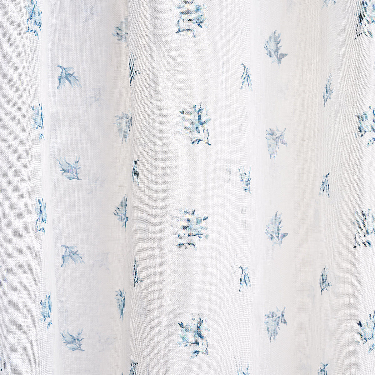 Schumacher Margie Floral Sheer Soft Blue Fabric - Eade's Wallpaper