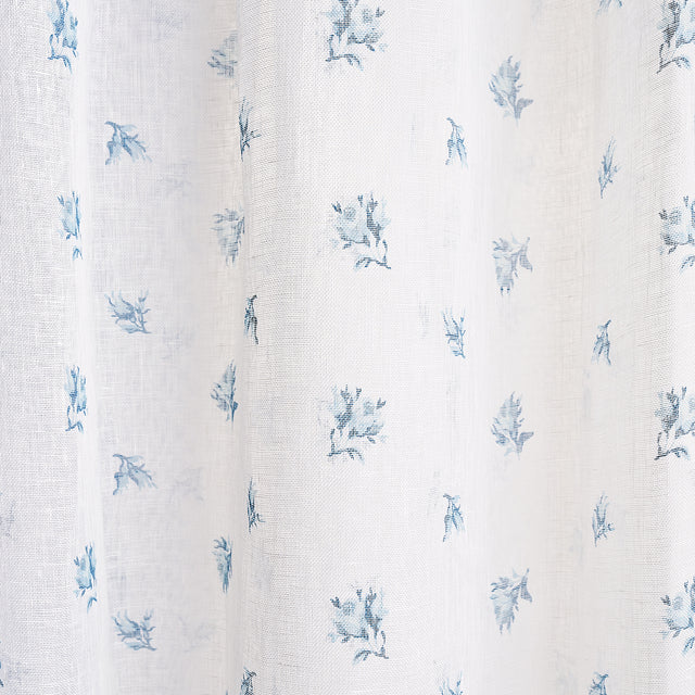 Schumacher Margie Floral Sheer Soft Blue Fabric - Eade's Wallpaper