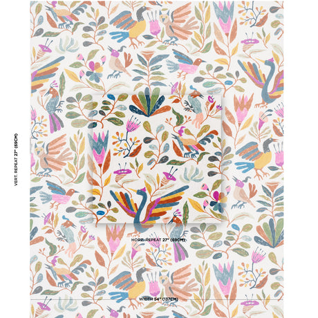 Schumacher Canopy Multi Birds Fabric